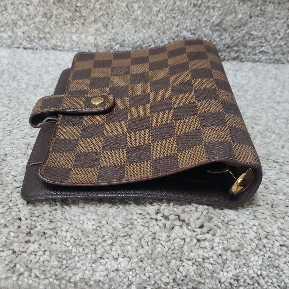 Louis Vuitton Damier Ebene Checkered Brown Planner Agenda Authentic mm size